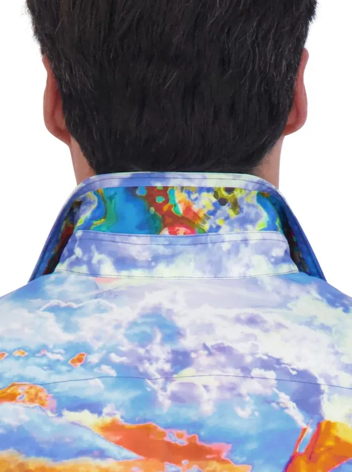 Men SUNSET AT SEA LONG SLEEVE BUTTON DOWN SHIRT Blue Robert Graham Button Down Shirts
