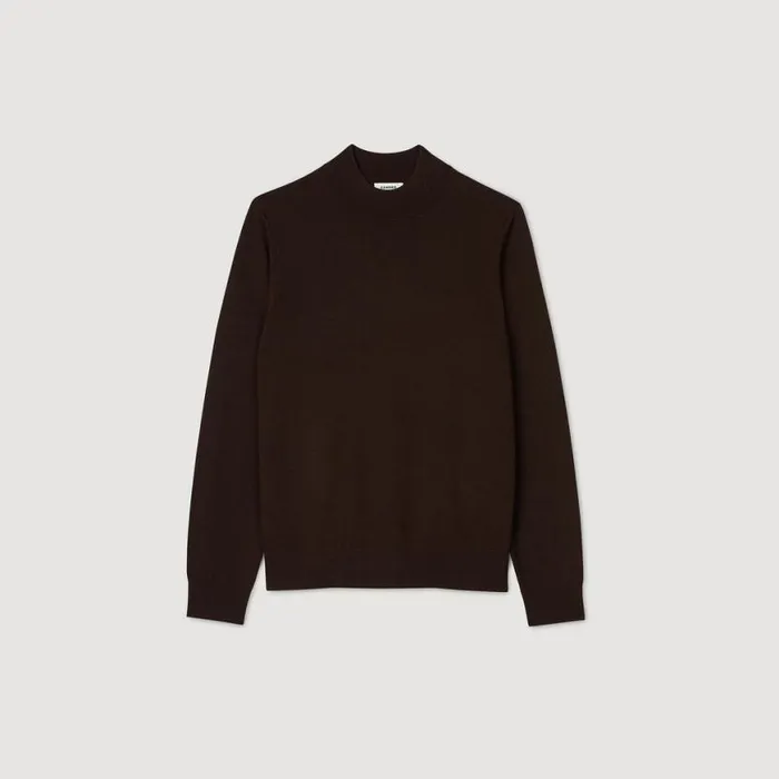 Men Sweaters and Cardigans SANDRO Funnel Neck Sweater Chocolate