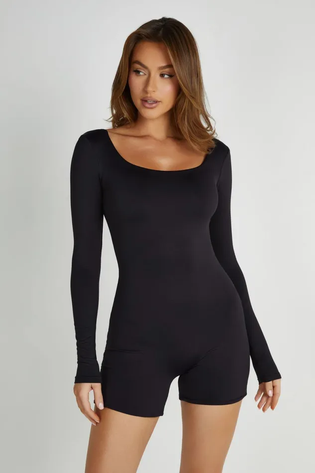 Meshki Basic Bottoms Oakley Recycled Nylon Long Sleeve Playsuit 8211 Black Black 8211 Women