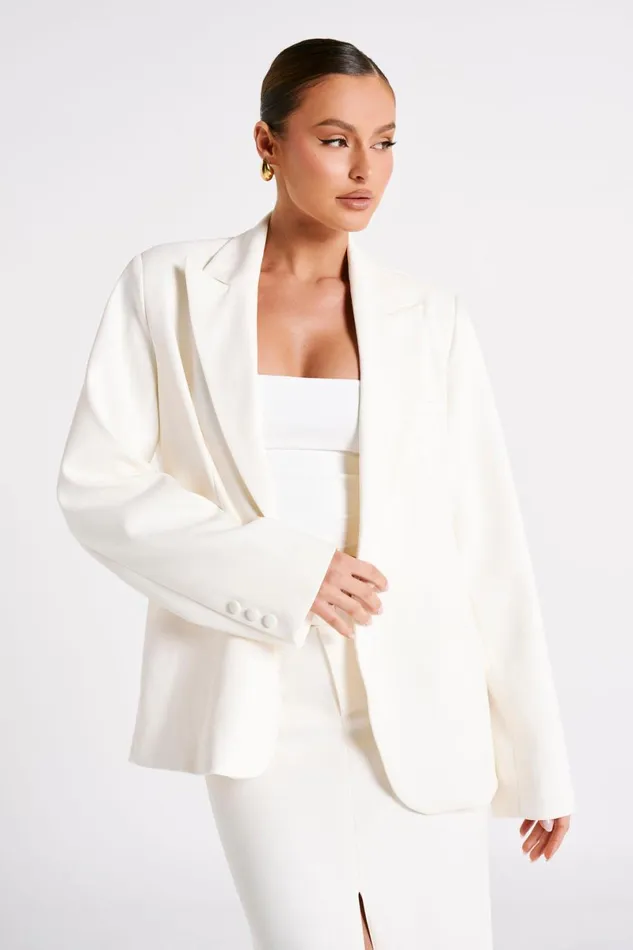Meshki Blazers Bexley Oversized Blazer With Shoulder Pads 8211 Ivory Ivory 8211 Women