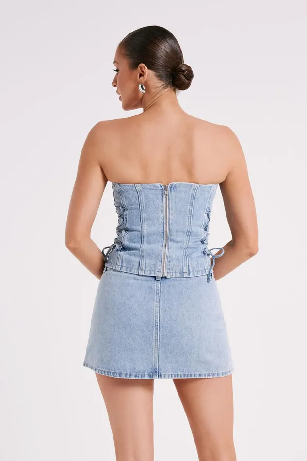 Meshki Corsets Scheana Denim Corset 8211 Mid Blue Mid Blue 8211 Women