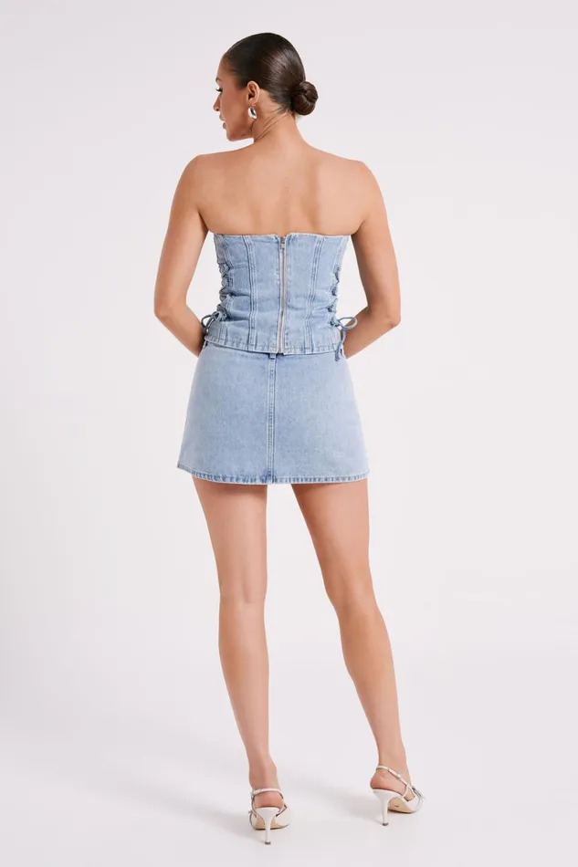 Meshki Corsets Scheana Denim Corset 8211 Mid Blue Mid Blue 8211 Women