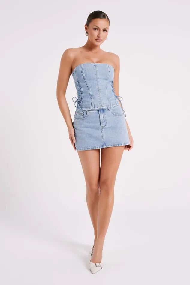 Meshki Corsets Scheana Denim Corset 8211 Mid Blue Mid Blue 8211 Women