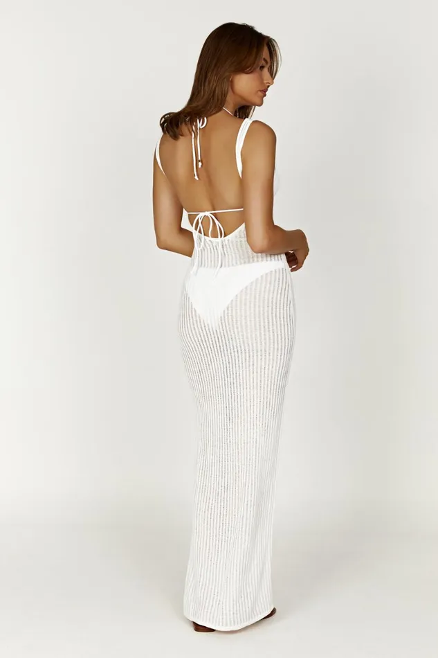 Meshki Maxi Dresses Abbey Ladder Knit Cowl Maxi Dress 8211 White White 8211 Women