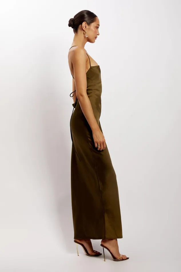 Meshki Maxi Dresses Sydney Straight Neck Slip Maxi Dress 8211 Khaki Khaki 8211 Women