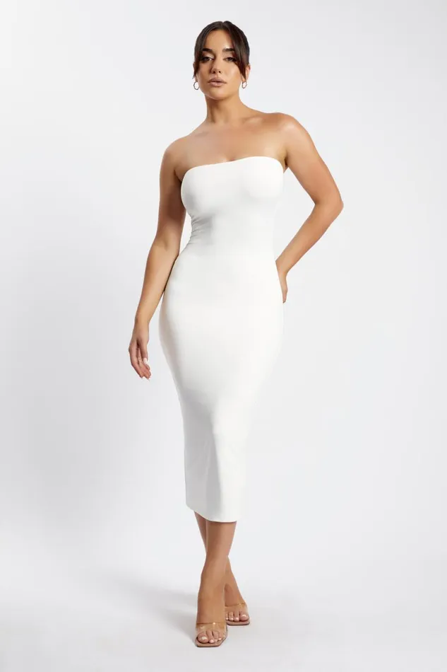 Meshki Midi Dresses Cassidy Strapless Midi Dress 8211 White White 8211 Women