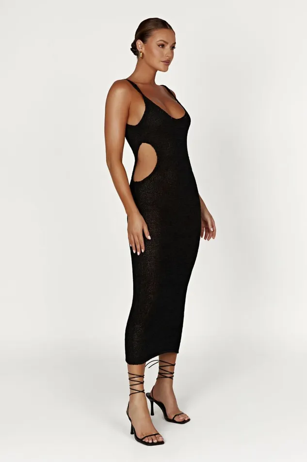Meshki Midi Dresses Shae Scoop Neck Knit Midi Dress 8211 Black Black 8211 Women