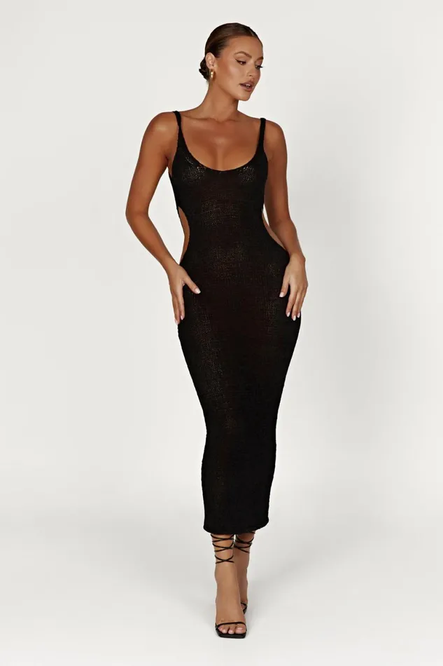 Meshki Midi Dresses Shae Scoop Neck Knit Midi Dress 8211 Black Black 8211 Women