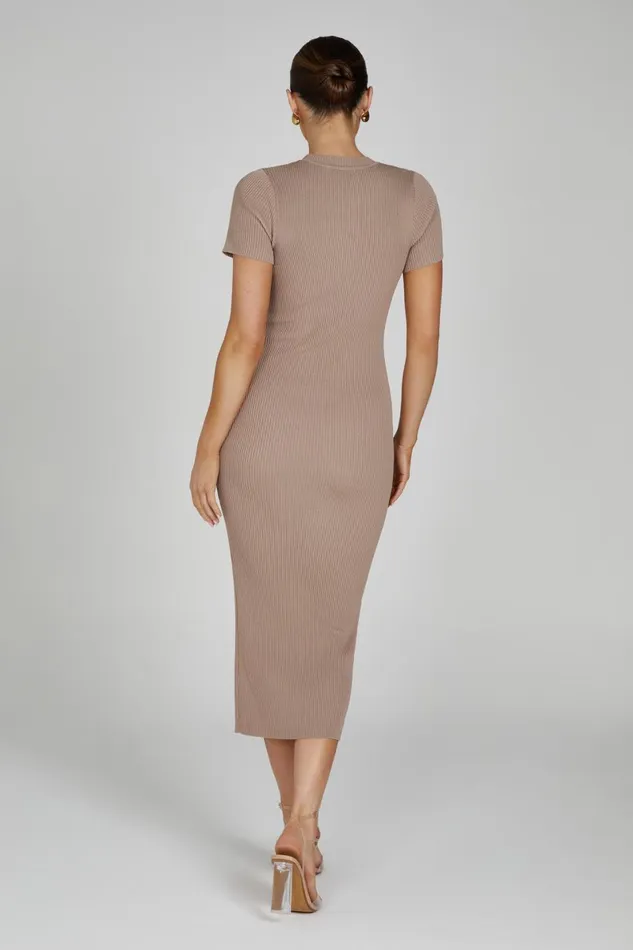 Meshki Midi Dresses Sonia Short Sleeve Knit Midi Dress 8211 Taupe Taupe 8211 Women