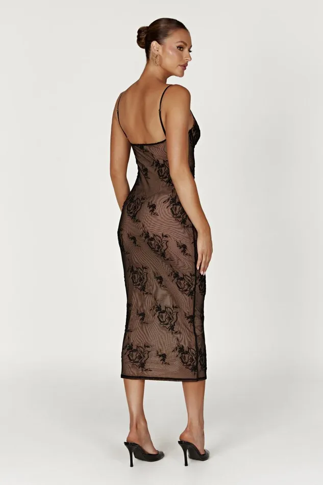 Meshki Midi Dresses Venice Embroidered Mesh Midi Dress 8211 Black Black 8211 Women