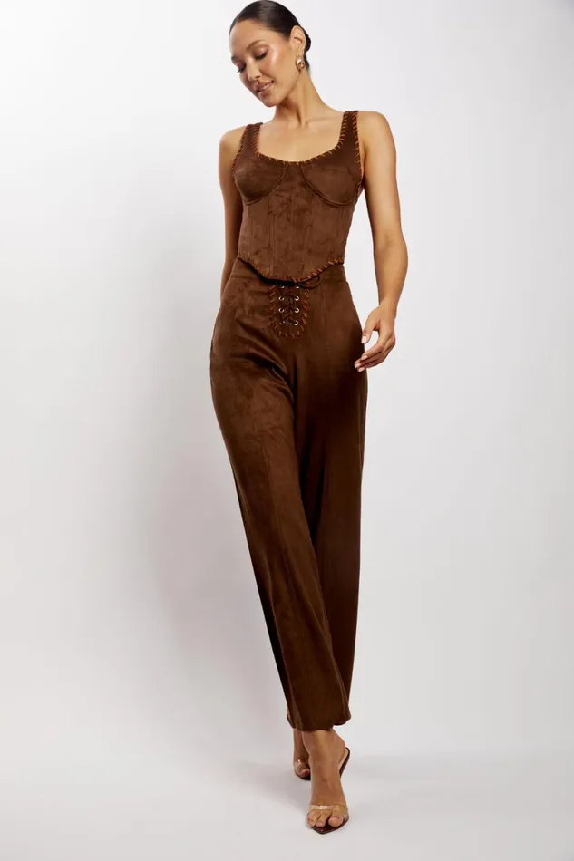 Meshki Pants Audrey Suede Wideleg Pants 8211 Chocolate Chocolate 8211 Women Meshki Pants Audrey Suede Wideleg Pants 8211 Chocolate Chocolate 8211 Women