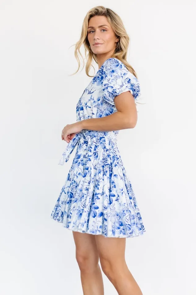 Mikki Mini Dress White Blue Women Baltic Born Short Dresses