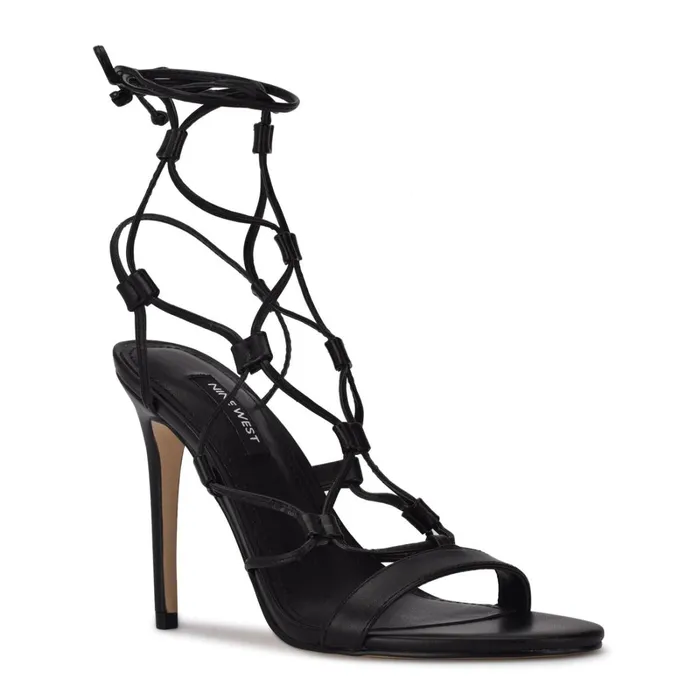 Mix Ankle Wrap Sandals Black Women Nine West Dress Mix Ankle Wrap Sandals Black Women Nine West Dress