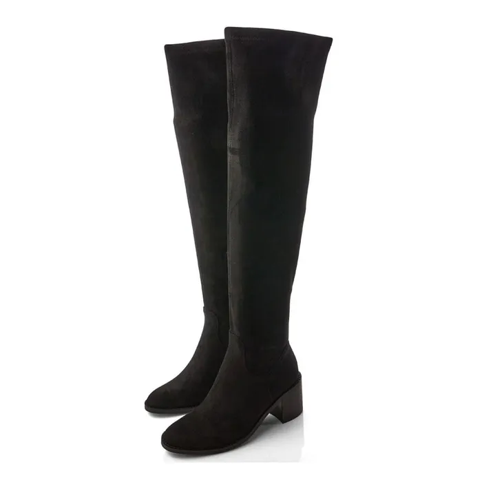 Over The Knee Boots Women Moda In Pelle Sarianne Black Alcantara