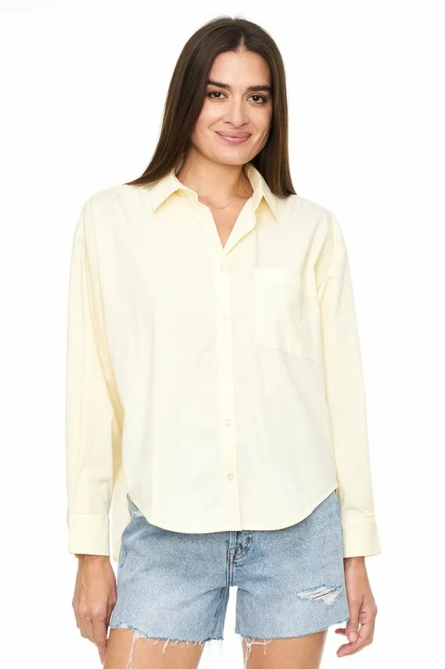 Pistola Denim Tops Women Sloane Long Sleeve Oversized Button Down Shirt 8211 Butter Yellow Butter Yellow