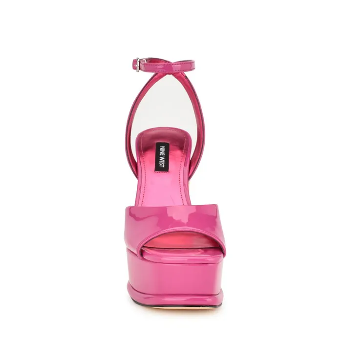 Platt Platform Ankle Strap Sandals Pink Patent Women Nine West Dress Platt Platform Ankle Strap Sandals Pink Patent Women Nine West Dress