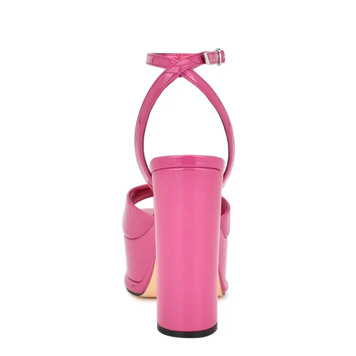 Platt Platform Ankle Strap Sandals Pink Patent Women Nine West Dress Platt Platform Ankle Strap Sandals Pink Patent Women Nine West Dress