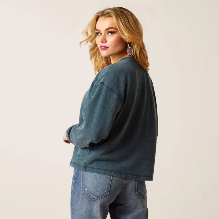 Ponderosa Crew Sweatshirt Reflecting Pond Women Ariat Sweatshirts and Hoodies