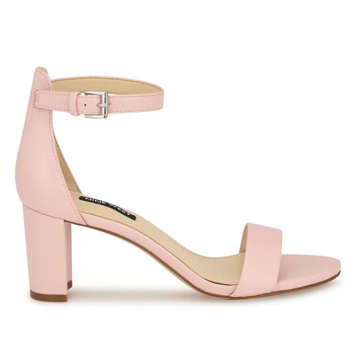 Pruce Ankle Strap Block Heel Sandals Light Pink Women Nine West Dress