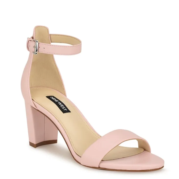 Pruce Ankle Strap Block Heel Sandals Light Pink Women Nine West Dress Pruce Ankle Strap Block Heel Sandals Light Pink Women Nine West Dress
