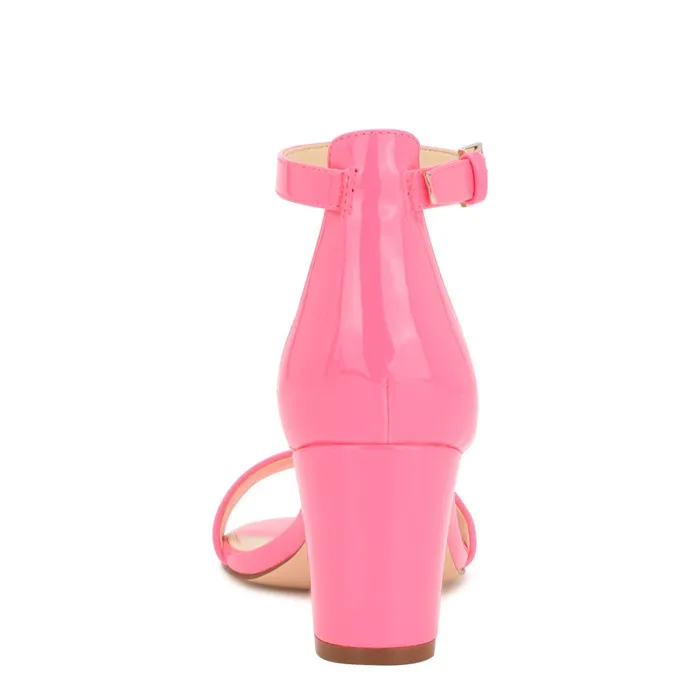 Pruce Ankle Strap Block Heel Sandals Neon Pink Patent Women Nine West Mid Heels Pruce Ankle Strap Block Heel Sandals Neon Pink Patent Women Nine West Mid Heels