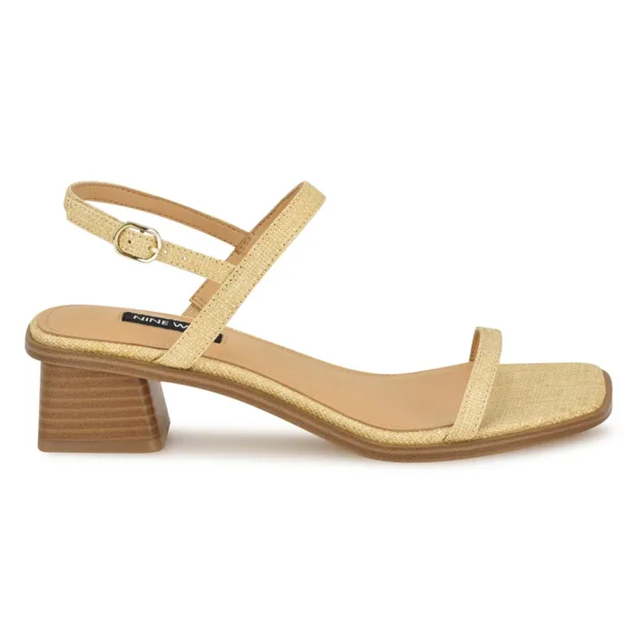 Purdy Block Heel Sandals Natural Raffia Women Nine West Dress