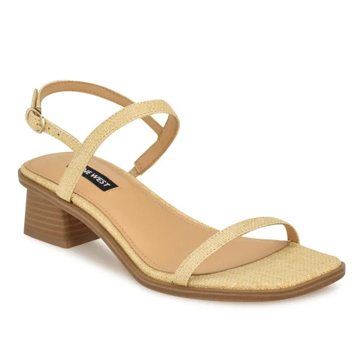 Purdy Block Heel Sandals Natural Raffia Women Nine West Dress Purdy Block Heel Sandals Natural Raffia Women Nine West Dress