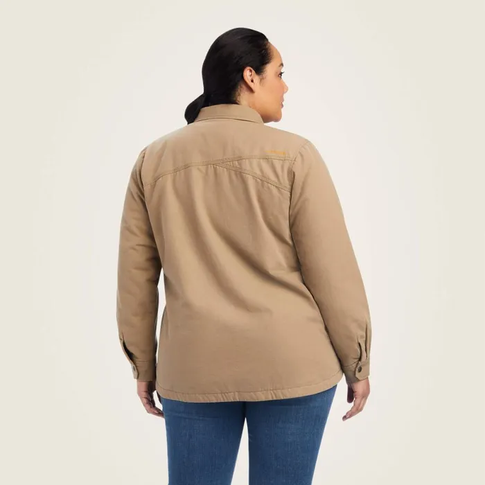 Rebar Classic Canvas Shirt Jacket Rebar Khaki Women Ariat Jackets and Vests