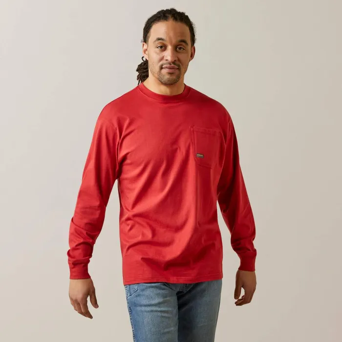 Rebar Cotton Strong Stacking Dimes Pompeian Red Men Ariat TShirts and Polos Rebar Cotton Strong Stacking Dimes Pompeian Red Men Ariat TShirts and Polos
