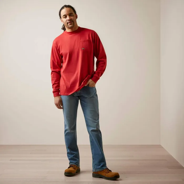 Rebar Cotton Strong Stacking Dimes Pompeian Red Men Ariat TShirts and Polos Rebar Cotton Strong Stacking Dimes Pompeian Red Men Ariat TShirts and Polos