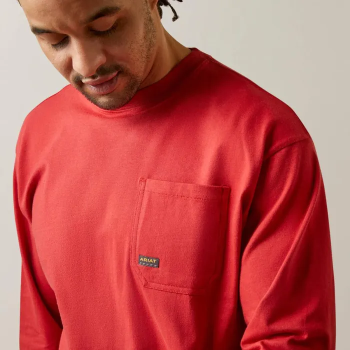 Rebar Cotton Strong Stacking Dimes Pompeian Red Men Ariat TShirts and Polos Rebar Cotton Strong Stacking Dimes Pompeian Red Men Ariat TShirts and Polos