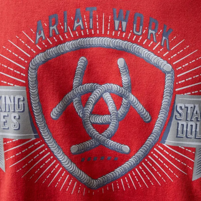 Rebar Cotton Strong Stacking Dimes Pompeian Red Men Ariat TShirts and Polos Rebar Cotton Strong Stacking Dimes Pompeian Red Men Ariat TShirts and Polos