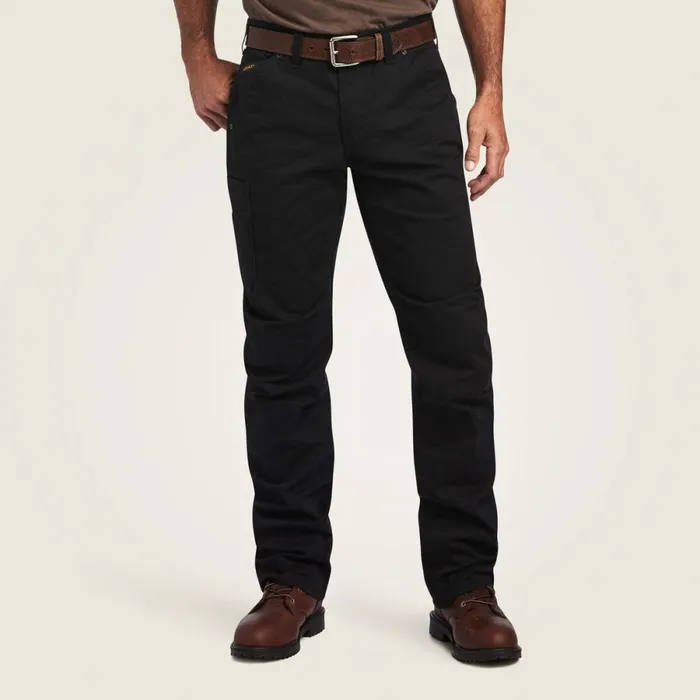 Rebar M5 Straight DuraStretch Washed Twill Dungaree Straight Leg Pant Black Men Ariat Pants and Shorts