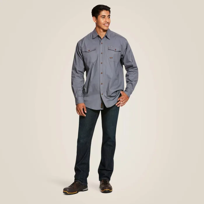 Rebar Made Tough DuraStretch Classic Fit Work Shirt Steel Men Ariat Button Down Shirts