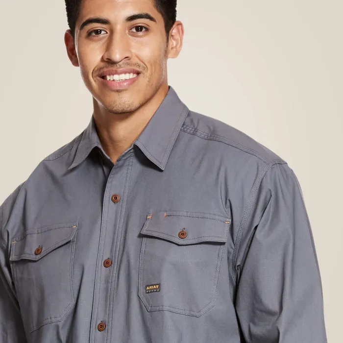 Rebar Made Tough DuraStretch Classic Fit Work Shirt Steel Men Ariat Button Down Shirts