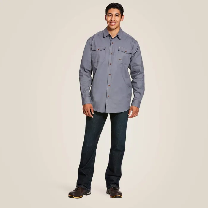 Rebar Made Tough DuraStretch Classic Fit Work Shirt Steel Men Ariat Button Down Shirts
