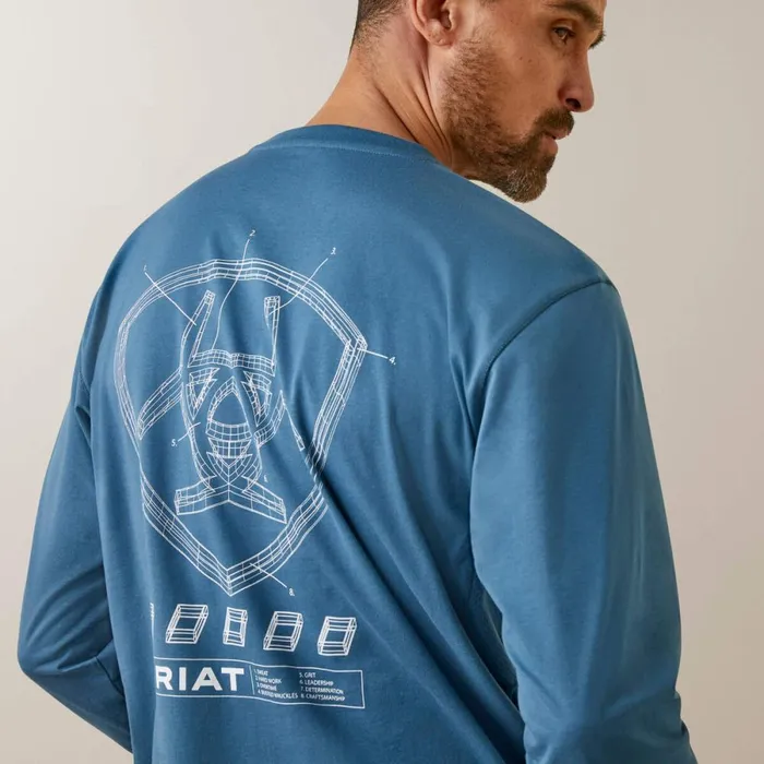 Rebar Workman Blueprint Indian Teal Men Ariat TShirts and Polos Rebar Workman Blueprint Indian Teal Men Ariat TShirts and Polos