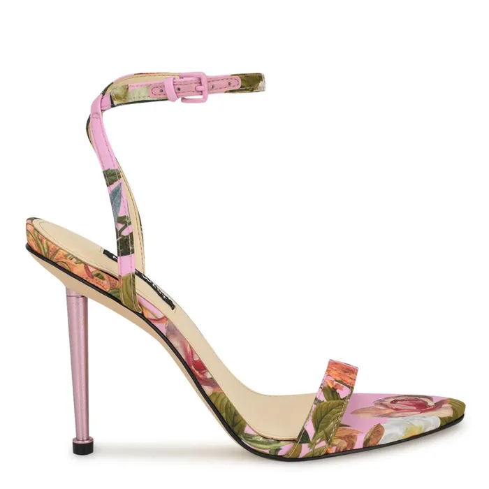 Reina Ankle Strap Sandals Pink Floral Women Nine West Dress