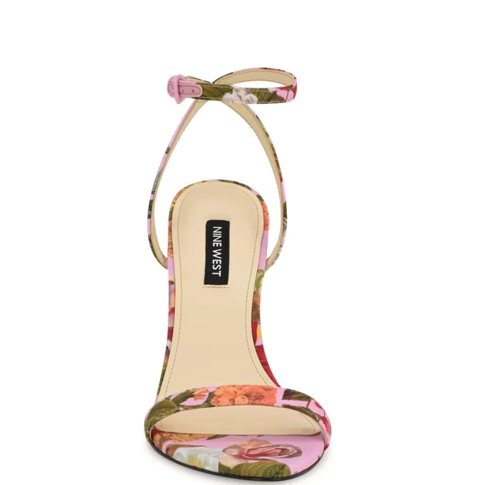 Reina Ankle Strap Sandals Pink Floral Women Nine West Dress Reina Ankle Strap Sandals Pink Floral Women Nine West Dress