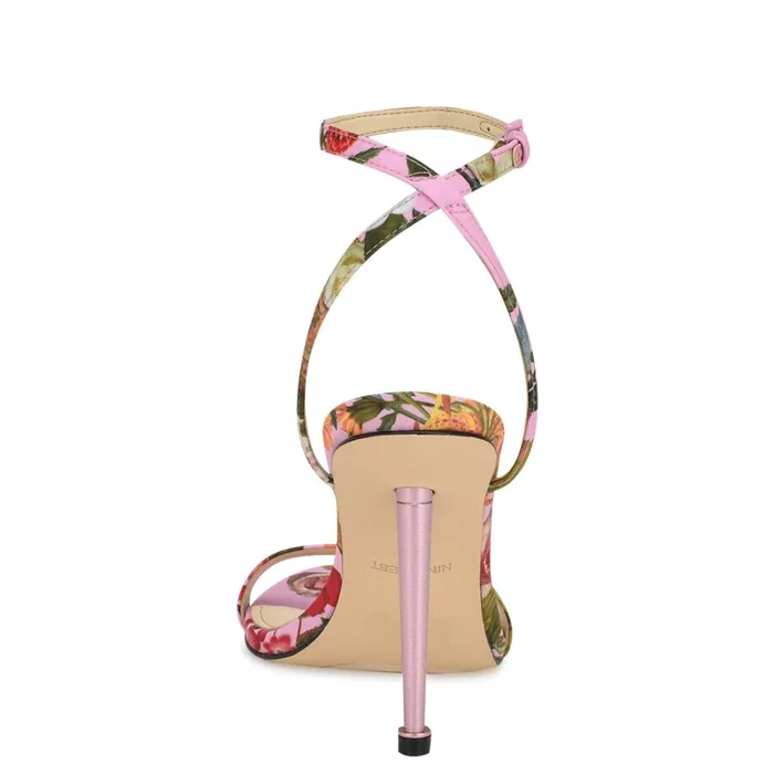 Reina Ankle Strap Sandals Pink Floral Women Nine West Dress Reina Ankle Strap Sandals Pink Floral Women Nine West Dress