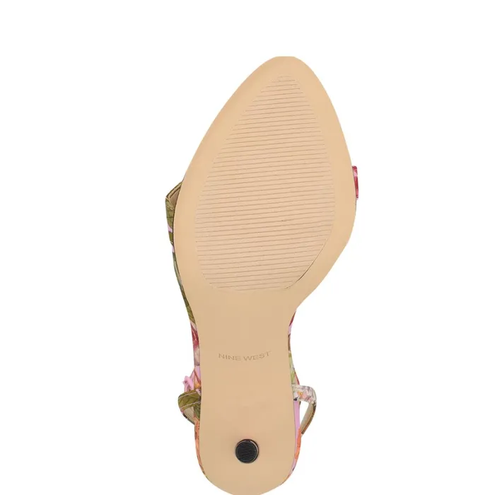 Reina Ankle Strap Sandals Pink Floral Women Nine West Dress Reina Ankle Strap Sandals Pink Floral Women Nine West Dress
