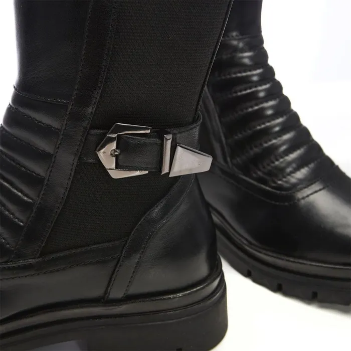 Riding And Flat Boots Women Moda In Pelle Giada Black Leather
