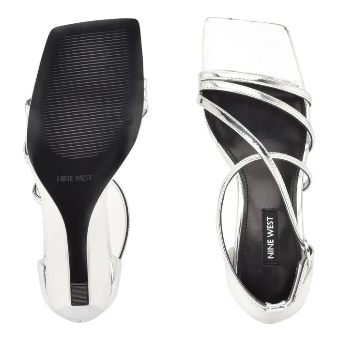 Rolga Wedge Sandals Silver Mirror Metallic Women Nine West Wedges Rolga Wedge Sandals Silver Mirror Metallic Women Nine West Wedges