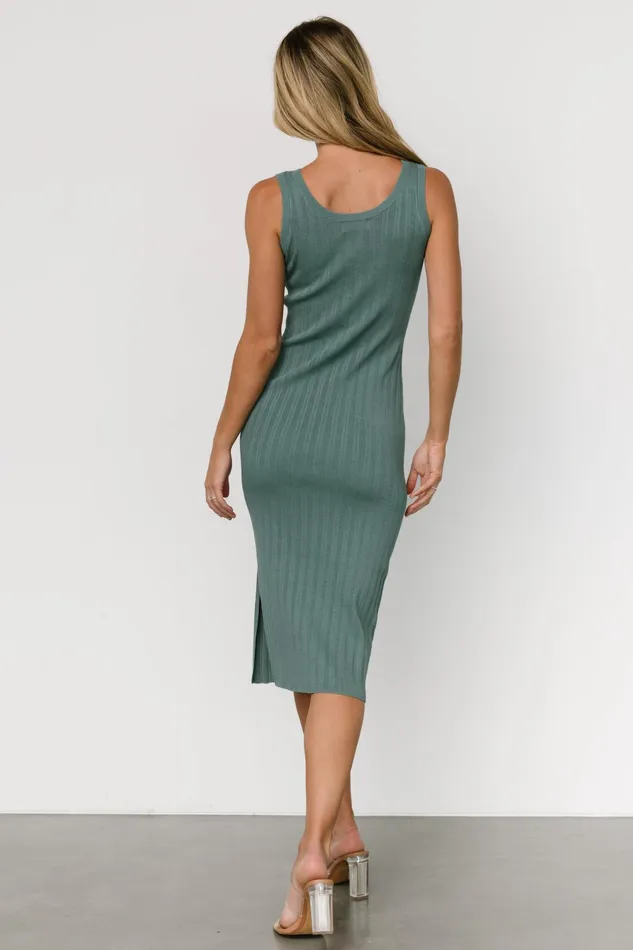 Rue Ribbed Midi Dress Eucalyptus Women Baltic Born Bump Friendly Rue Ribbed Midi Dress Eucalyptus Women Baltic Born Bump Friendly