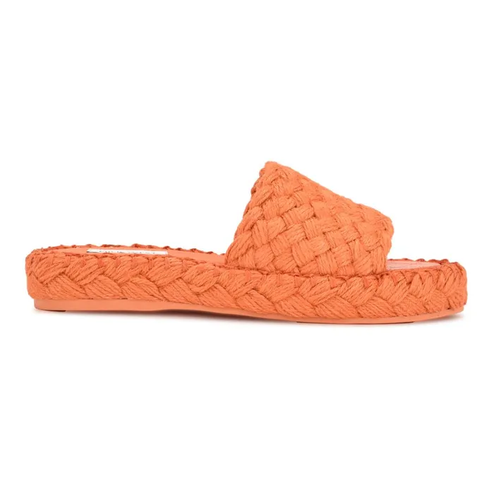 Stef Woven Slide Sandals Orange Women Nine West Sandals