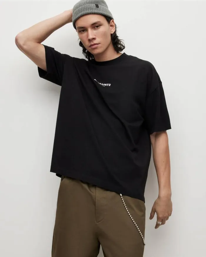 Subverse Oversized Crew Neck TShirt Jet Black Men AllSaints TShirts