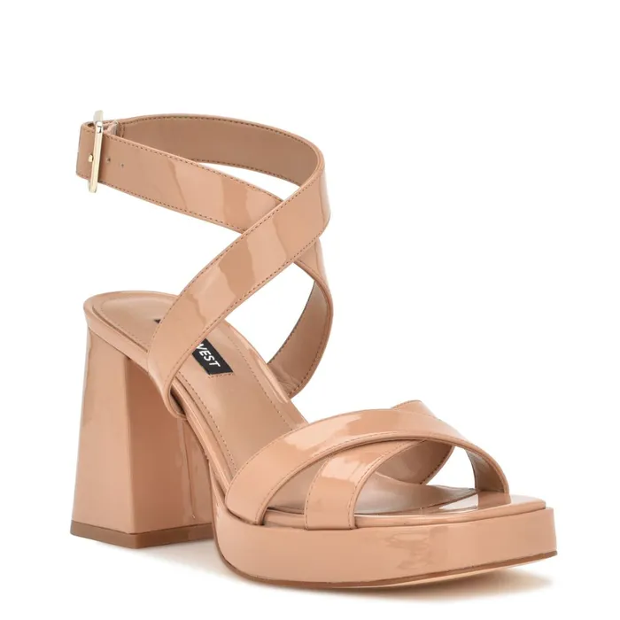 Tackle Ankle Strap Platform Sandals Blush Patent Women Nine West Platforms Tackle Ankle Strap Platform Sandals Blush Patent Women Nine West Platforms