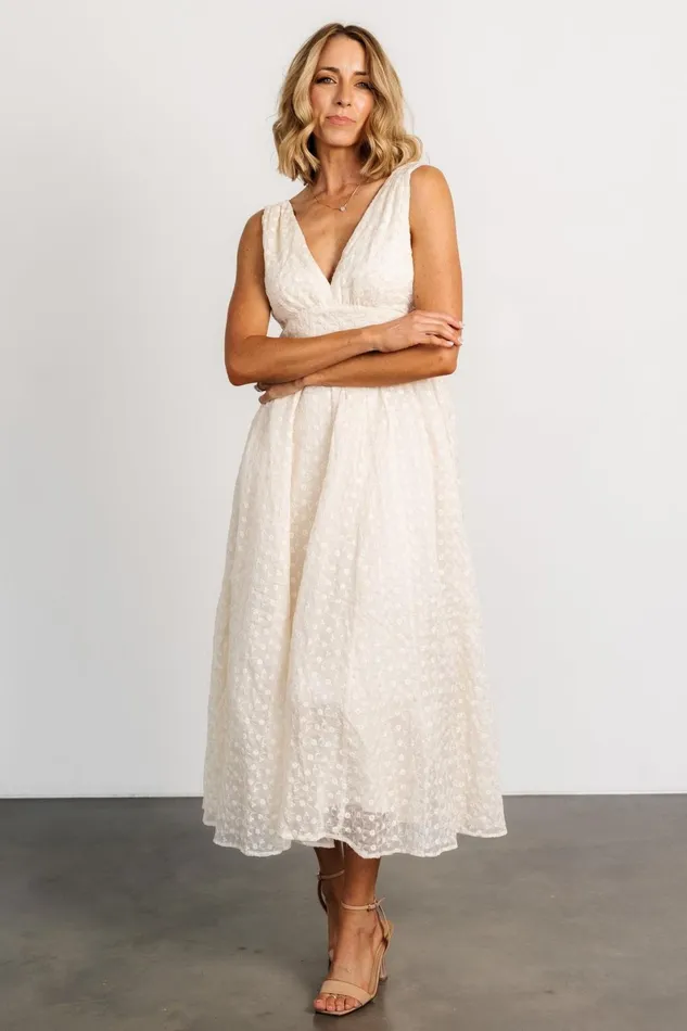 Thalia Embroidered Tank Midi Dress Vintage Cream Women Baltic Born Bridal Thalia Embroidered Tank Midi Dress Vintage Cream Women Baltic Born Bridal