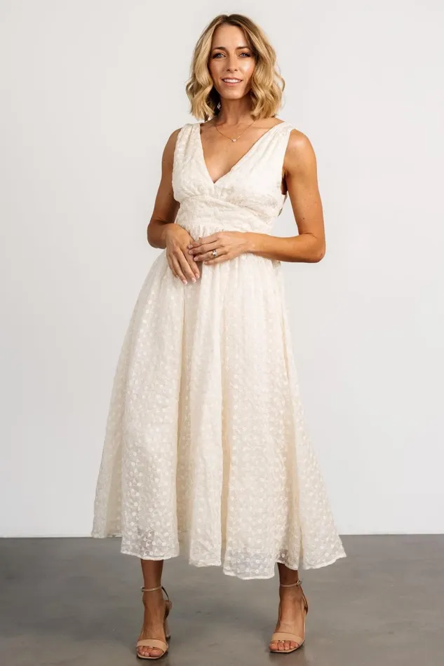 Thalia Embroidered Tank Midi Dress Vintage Cream Women Baltic Born Bridal Thalia Embroidered Tank Midi Dress Vintage Cream Women Baltic Born Bridal
