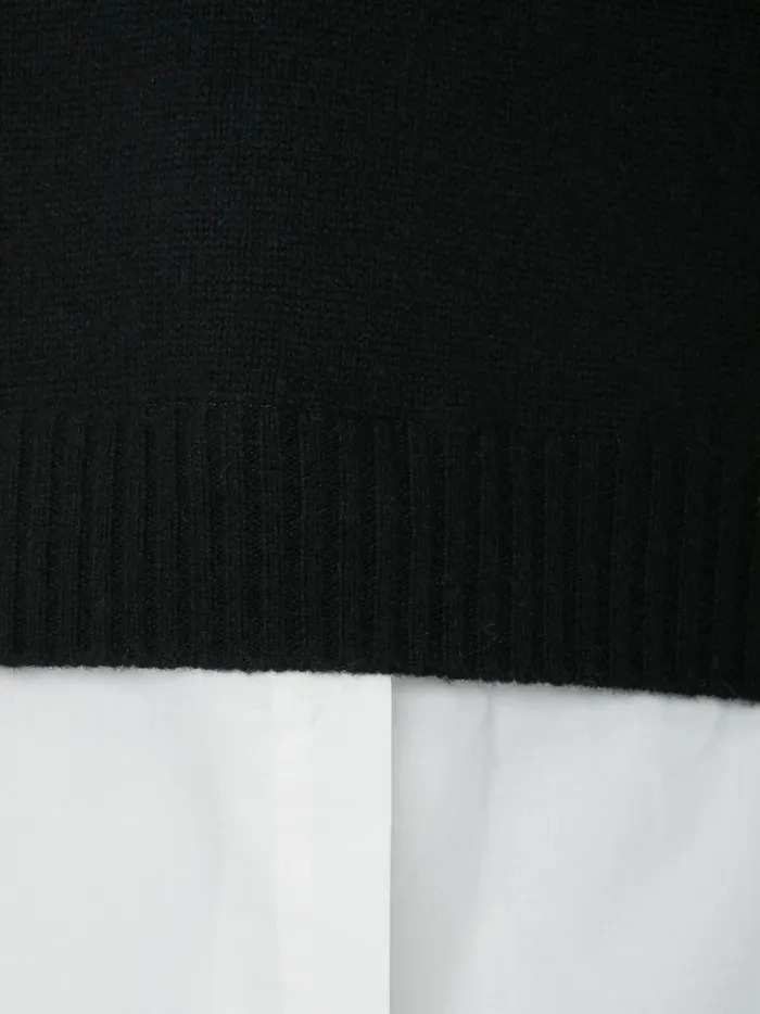 The Eton Layered Crew Looker Black Onyx With White Underlayer Women Brochu Walker Looker Sweaters